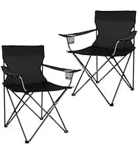 Joyfair Beach Camping Chair (2 Pack), Outdoor Folding Lawn Chair for Adult, Heavy Duty Portable Chair with Armrest for Outside Fishing, Sport, Cup Holder & Storage Pocket, Carry Bag (Blue, Classic)