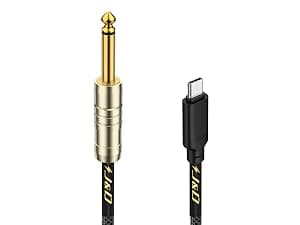 J&D USB C to 6.35 mm 1/4 inch TS Guitar Audio Cable, Audio Recording, Bass, Electronic Piano Microphone Cord Compatible with iPhone 16/17 Series, Galaxy S24/S25, 10 Feet