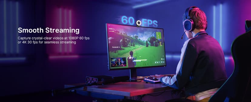 NexiGo N680E Pro 4K Webcam with Ring Light, PDAF Autofocus, 1080p 60FPS, Dual Noise-Canceling Mics, Privacy Shutter, USB Plug-and-Play for Zoom, Teams, Twitch, Google Meet