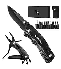 Gifts for Him Men, Christmas Anniversary Birthday Gifts for Boyfriend Husband, Stocking Stuffers for Him, Engraved Pocket Knife, Camping Hiking Multitool Knife Present, Folding Knives with Wood Box