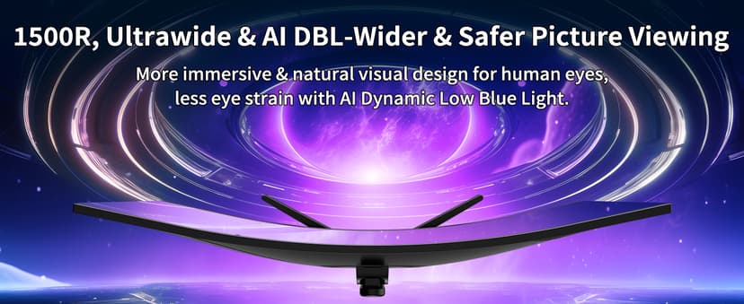 SANSUI 34-Inch Curved Gaming Monitor UWQHD 3440 x 1440P Up to 200Hz 165Hz Curved 1500R - PIP/PBP, OD 1ms, HDR, 300nits, sRGB 130%, DCI-P3 97%,AI Crosshair,HDMI2.1x2,DP1.4(Cable Included)