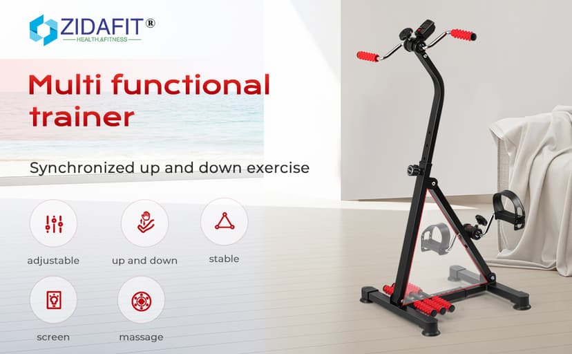 Adjustable Pedal Exerciser Bike for Seniors - Hand Arm Leg and Knee Therapy, Stroke Recovery, Portable Fitness Equipment for Total Body Workout - Great Gift for Elderly Rehab