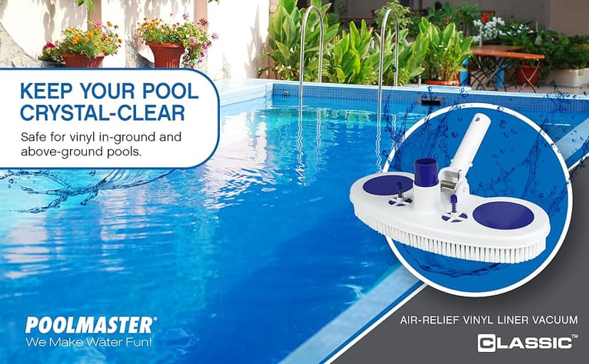 Poolmaster Deluxe Weighted Vinyl Liner Pool Vacuum Head With Air-Relief Valves, Safe Cleaning for Inground & Above-Ground Pools – Fits 1-1/4" & 1-1/2" Hoses