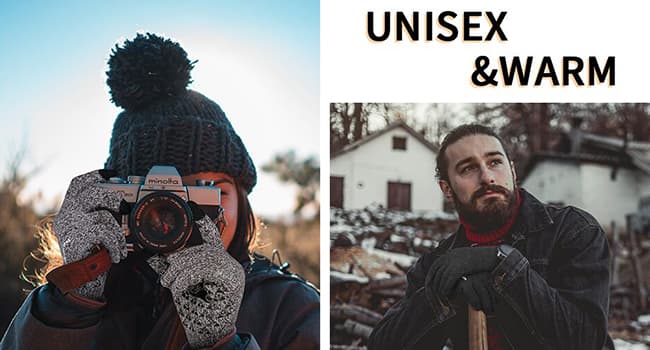 Achiou Winter Gloves, Glove for Men Women, Upgraded Touch Screen Texting Warm Running with Thermal Soft Knit Lining