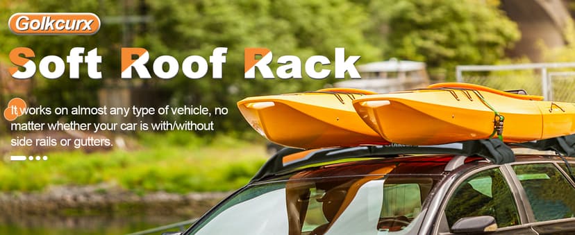 Golkcurx Universal Soft Roof Rack Pads for Kayak,Surfboard, SUP, Canoe, Snowboard with15FT Tie-Down Straps*2 and Storage Bag*1 (Black)
