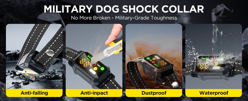 BLACKDOG Military Dog Shock Collar - 4200ft Dog Training Collar with Remote, 4 Training Modes, Flashlight & Strobe, 3-Month Battery, IP67 Waterproof Dog E Collar for All Breeds 5-150lbs (Dark Blue)