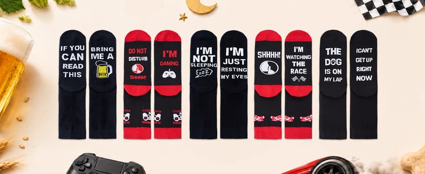 Personalized Fathers Day Gift for Dad Husband, Christmas Stocking Stuffers for Men; Comfortable and Soft Novelty socks Niorasen Birthday Gifts for Men Husband Gamer Teen Boys, Cotton Funny Socks B0D5LZSVSV