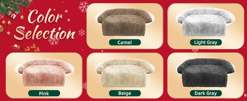 Calming Dog Bed Fluffy Plush Dog Mat for Furniture Protector with Removable Washable Cover for Large Medium Small Dogs and Cats (Large, Light Grey)