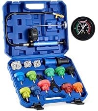 Orion Motor Tech Coolant Vacuum Refill Kit, Cooling System Vacuum Fill Tool with Leak Detector 5 Round Adapters 1 Conical Adapter, Radiator Coolant Fill Kit with Dual-Movement Gauge for Vacuum Leak