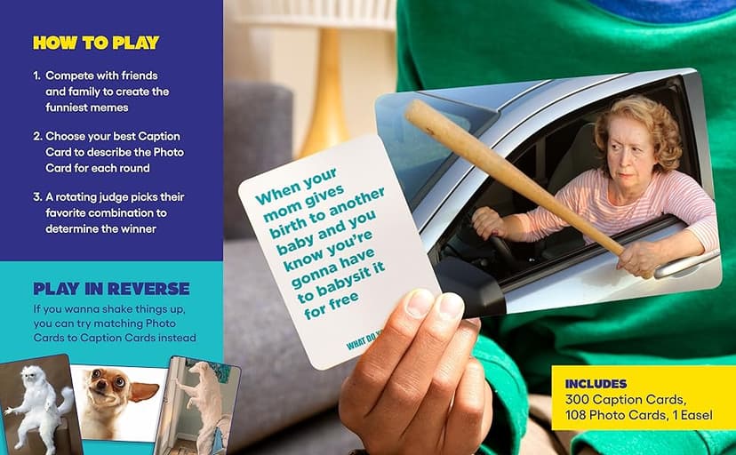 WHAT DO YOU MEME? Family Edition by Relatable, Now with Refreshed Content - Kids Games 8+, Family Games for Kids and Adults, The TikTok Viral Sensation, Includes 300 Caption Cards, 108 Photo Cards