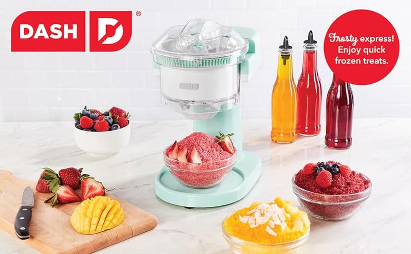 Dash Shaved Ice Maker - Frozen Dessert Maker for Snow Cones, Slushies, Cocktails & More - Easy to Use & Clean - Space-Saving Design - Aqua