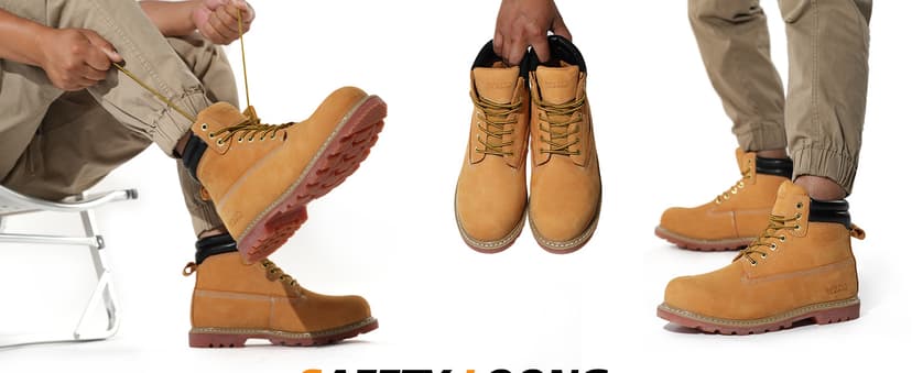 SAFETY LOONG Work Boots for Men Waterproof Soft Toe Non Slip Comfortable Leather Workboots