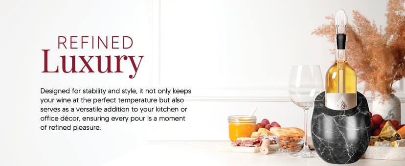 Homeries Marble Wine Chiller Bucket - Wine & Champagne Cooler for Parties, Dinner – Keep Wine & Beverages Cold, Wine Chillers for Bottles – Holds Any 750ml Bottle - Ideal Gift for Wine Enthusiasts