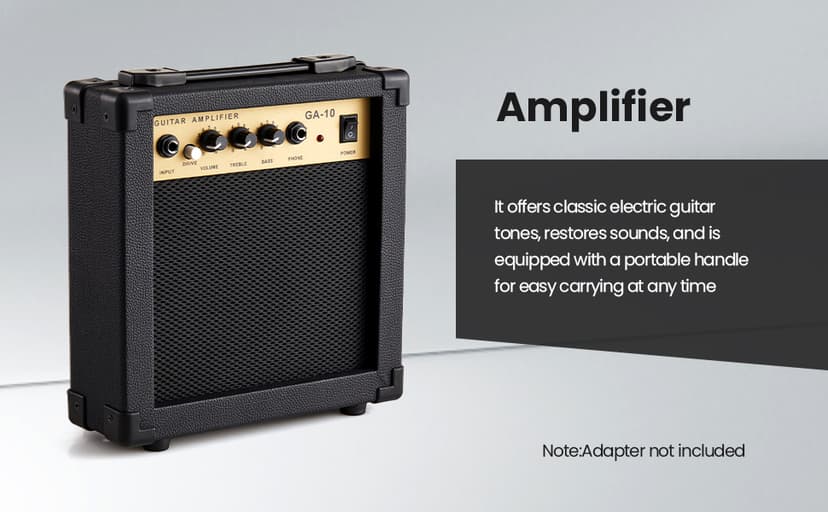 Meiou 39-Inch Electric Guitar Starter Kit ST Series-Complete starter kit with electric guitar, amp, strap, plectrum, tuner, strings, cable and guitar bag - Suitable for beginners (black)