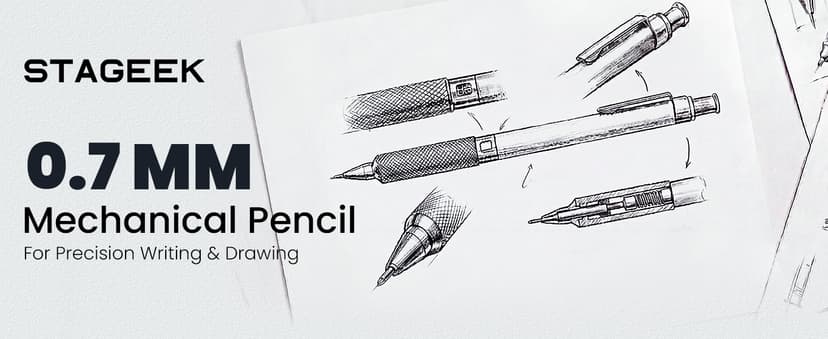 STAGEEK 0.7 mm Mechanical Pencil, Metal Art & Drafting Pencil with Eraser and 60 HB Lead Refills, Professional Drawing Pencil for Artists, Students, School, Office, Writing, Sketching, Drafting(Blue)