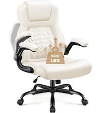 Furmax Ergonomic Office Desk Chair, Executive Ribbed Mid-Back PU Leather Conference Room Chair Adjustable Swivel Chair with Arms (1, White)