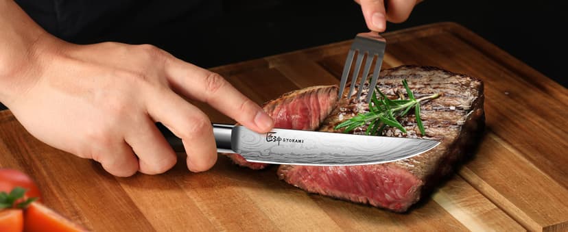 360° Rotatable Block, Japanese Style Chef Knife & Steak Knife Set with Sharpener, Wood Handle, Damascus Pattern, Ideal Gift SYOKAMI 14-Piece Kitchen Knife Set with Magnetic Block, New for 2026 B0CB122YV5