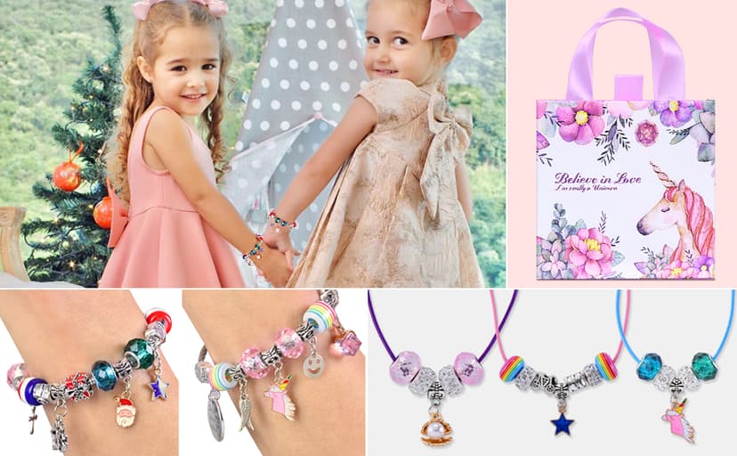 COO&KOO Girls Charm Bracelet Making Kit: Unicorn Jewelry Making Kit Gifts Crafts for Girl 8-12 A Perfect Girls Toy for Ages 6 7 8 9 10 Girl That Imagination Self-Expression and Inspires Creativity