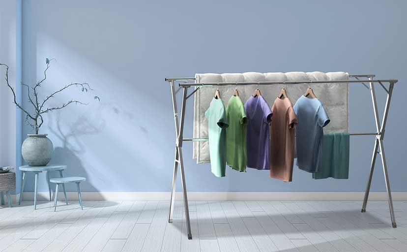 Unkqan Clothes Drying Rack,Heavy Duty Stainless Steel Garment Rack,Adjustable and Foldable Laundry Drying Rack for Indoor Outdoor Drying Rack Clothing with 20 Windproof Hooks (Silver, 79")