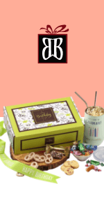 Broadway Basketeers Happy Birthday Gift Baskets for Prime Delivery Gourmet Cookie Gifts Box with Brownies, Individually Wrapped Edible Care Package for Men, Women, Husband, Wife, Mom, Dad, Families