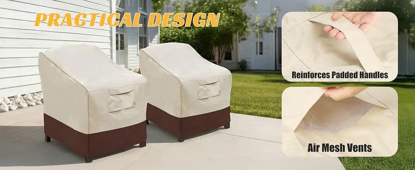 Vailge Patio Chair Covers, Lounge Deep Seat Cover, Heavy Duty and Waterproof Outdoor Lawn Patio Furniture Covers (2 Pack - Large, Beige & Brown)