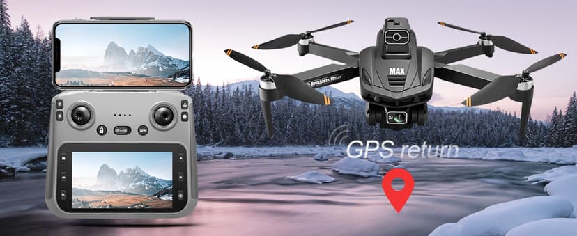 V168 Pro MAX GPS Drones with Camera for Adults 4K, RC Drone with 4.5" HD Screen on Controller, 60 Mins Flight, Long Range Transmission, 360° Obstacle Avoidance, Follow Me, Auto Return, Brushless Motor, QuickShots, Lightweight and Foldable Quadcopter for Beginner Toy Gifts