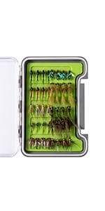 BASSDASH Fly Fishing Assorted Flies Kit, Pack of 64 pcs Including Dry and Wet Flies, Nymphs, Streamers, Terrestrials, Leeches and More, with Magnetic Fly Box