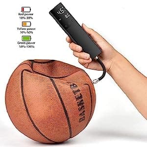 Pumteck Electric Ball Pump, Smart Air Pump Portable Fast Ball Inflation with Precise Pressure Gauge and Digital LCD Display for Football Basketball Volleyball Football (2 Pin and 1 Spout)