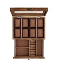 SONGMICS Watch Box, 12-Slot Watch Case Organizer with Large Glass Lid, 2 Layers, Removable Pillows, Metal Lock, Gift for Loved Ones, Black Synthetic Leather, Black Lining UJWB012B03