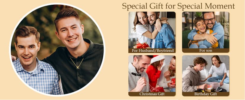 Initial A-Z Letter Necklace Gifts for Boys Men, Stainless Steel Letter Pendant Christmas Stocking Stuffers Birthday Jewelry Gifts Ideas for Teens Teenage Kids Him