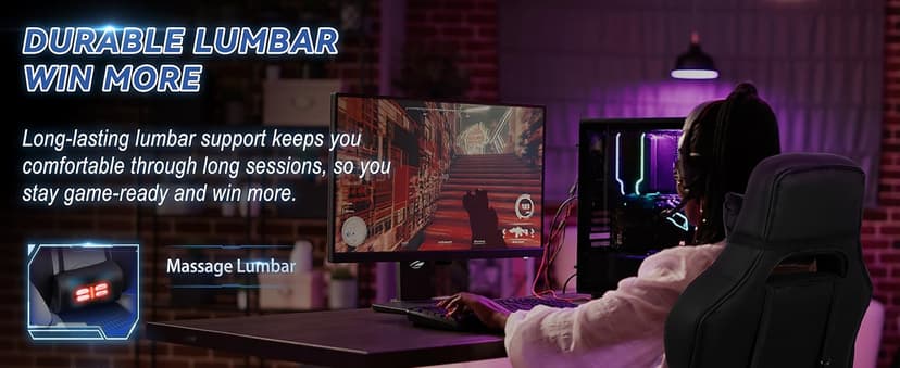 DL-win Gaming Chairs for Adults, Computer Chair with Footrest and High Back, Big and Tall Gamer Chair's with Massage Lumbar Support, 360° Swivel Height Adjustable Gaming Chair, Grey