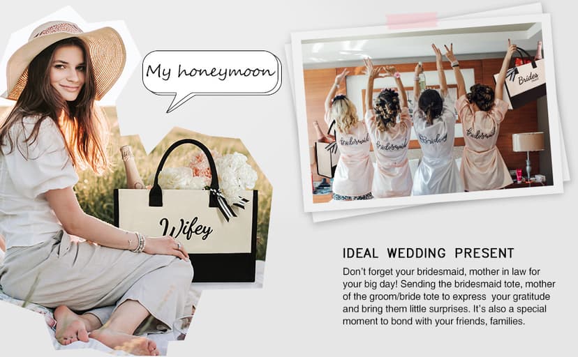 TOPDesign Canvas Tote Bag, Bridal Shower Gifts for Bride, Wedding Bachelorette Bride Gifts Shoulder Bag