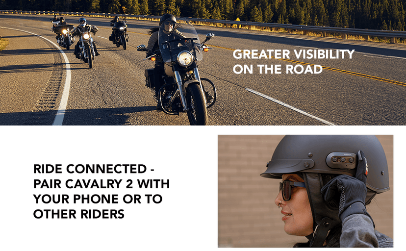 Sena Cavalry 2 Mesh Intercom Enabled Motorcycle Half Helmet, Integrated Communication System (Matte Black, Large)