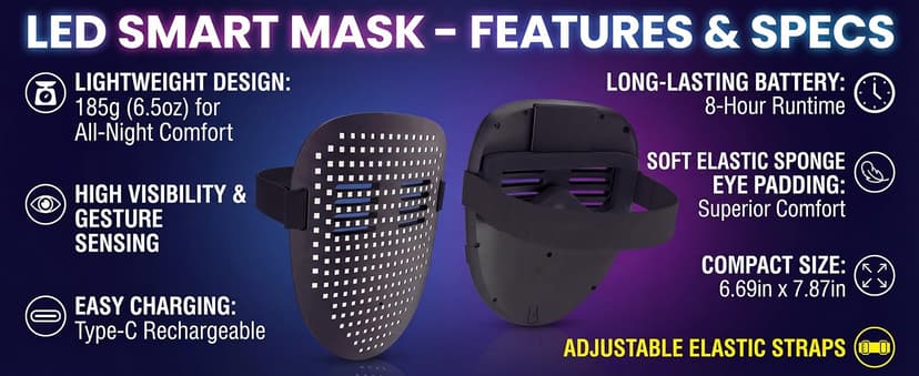 Gift for Halloween Digital Mask Birthday Christmas Rave Party,Cool Toy for Kids Adults,50 Changing Face Patterns,Rechargeable MEGOO Led Light up Mask with Gesture Sensing, Halloween Gifts for Teen Boys B09Y9DT9W7