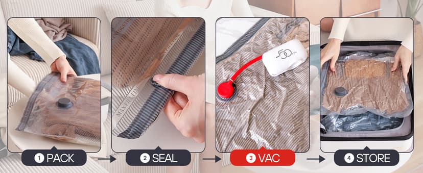 VMstr 12 Pack Vacuum Seal Bags for Clothing Travel, Carry-on Size for Luggage Compression Packing, Space Saver Bags with High Pressure Electric Pump (DC Power)