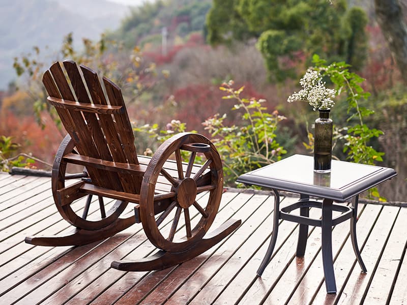 Spurgehom Outdoor Wooden Rocking Chair, Yard Glider Rocking Chairs Patio Decor Wood Rocker with Slatted Design, Adirondack Rocking Chair for Porch Lawn Garden Balcony Poolside, Brown(2PC)