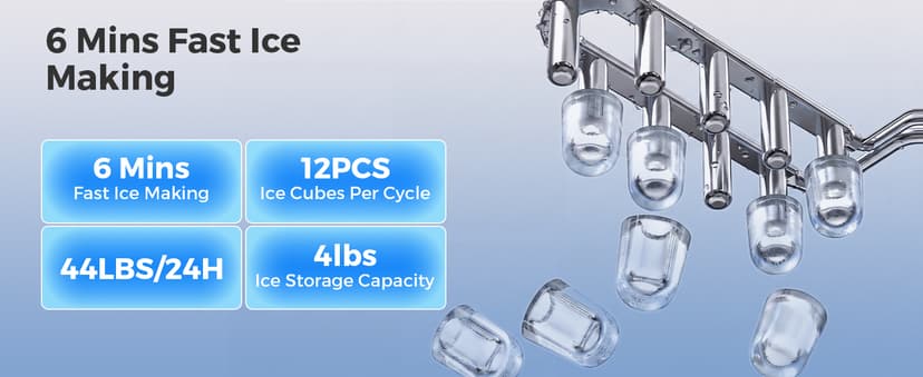 3-in-1 Water Dispenser with Ice Maker,Countertop Nugget Ice Machine with Bullet & Crushed Ice,44Lbs/24H,12 Ice Cube/6Min, Self-Cleaning, 4Lbs Storage, Home, Kitchen,RV (Silver) (Silver)