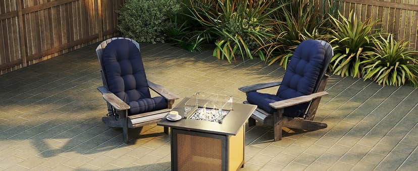 Outdoor Adirondack Chair Cushions Set of 2, 44x19x4 Inch Rocking Chair Cushion, High Back Patio Soft Seat Pad with Ties, Indoor Outside Use, Fade-Resistant & Waterproof, Dark Blue