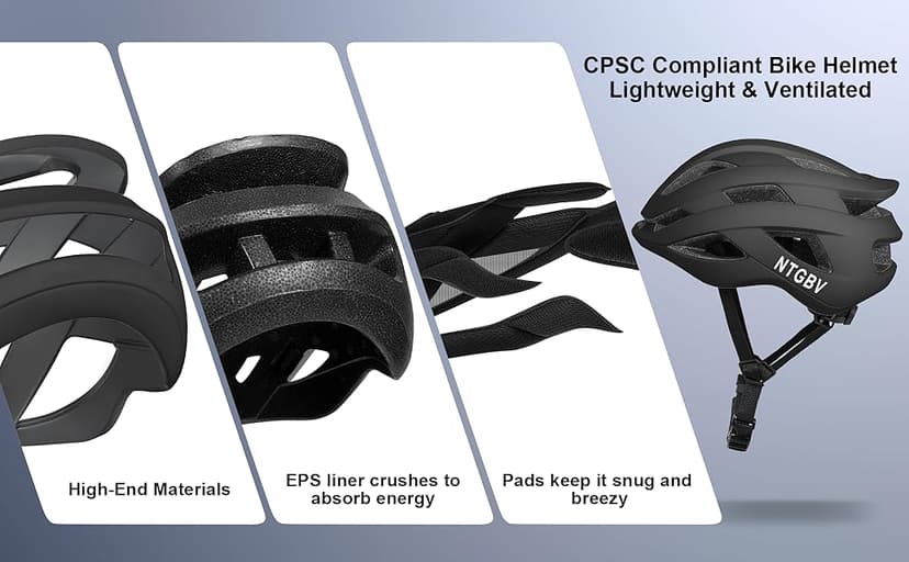 Adult Bike Helmet for Men/Women with Helmet Bag 2 Removable Moisture-Wicking Liners Adjustable Dial Comfort Fit Lightweight Shockproof CPSC 1203 Safety Certified for Road-Ready/Urban-Commute/MTB