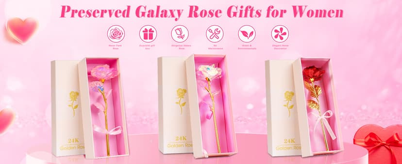 Christmas Flowers Gifts for Women, Mom Birthday Gifts for Christmas, Galaxy Glass Rose Forever Preserved Flowers Eternal Crystal Roses Xmas Gifts for Grandma Wife Sister Her Friends, Colorful