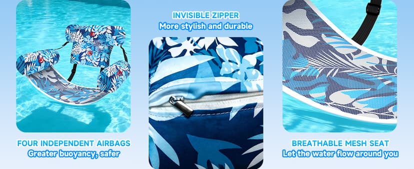 3 Pack Pool Floats Adult, Adjustable Heavy Duty Inflatable Pool Floats Chair, Portable Pool Float Lounger for Adults & Kids, Pool Floaties Noodles for Summer Pool Beach Lake Party Relaxing Fun