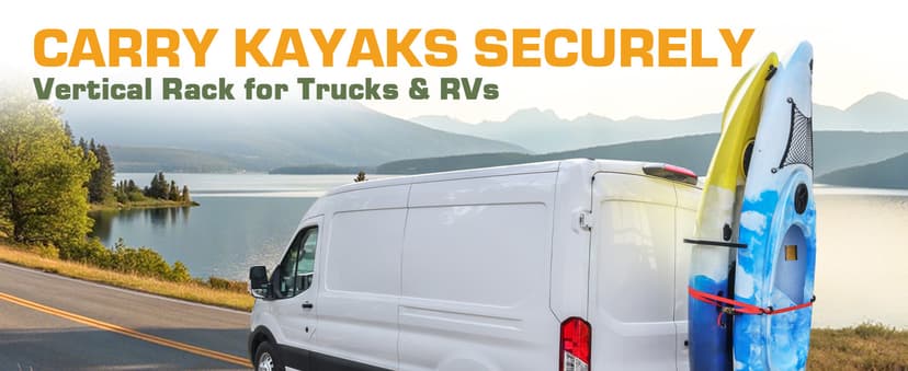 Upgraded RV Hitch Mount Kayak Rack Height Adjustable Vertical Kayak Carrier for RV, Truck, SUV Holds 2 Kayaks up to 12' & 150LBS & 2'' Hitch Receiver