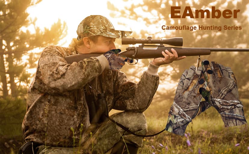 EAmber Camouflage Hunting Gloves Full Finger/Fingerless Gloves Pro Anti-Slip Camo Glove Archery Accessories Hunting Outdoors