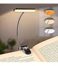 Gritin Reading Light, Rechargeable Book Light for Reading in Bed - Eye Caring 3 Color Temperatures, 5-Level Dimmable Brightness, Long Lasting, Compact Size Clip on Book Lamp for Bookworms-Blue
