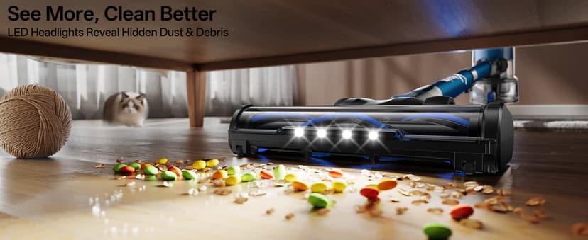 Cordless Vacuum Cleaner, 8-in-1 Cordless Stick Vacuum Cleaner with 3 Suction Modes, Up to 45mins Runtime, Rechargeable, Self-Standing, Wireless Vacuum Cleaners for Home Pet Hair Carpet Car Hard Floor