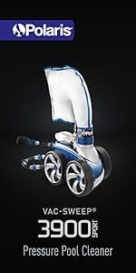 Polaris Vac-Sweep 280 Pressure-Side In-ground Pool Cleaner, Double Venturi Jet Powered, 31ft of Hose with an All Purpose Debris Bag
