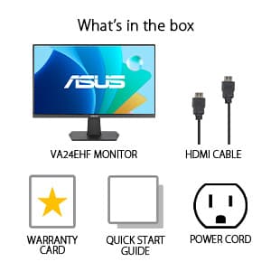ASUS 24 Inch Frameless Monitor - 23.8-inch viewable, IPS, Full HD, 100Hz, 1080P, 1ms, Adaptive-Sync, for Working and Gaming, Flicker Free, HDMI, VESA Mountable, Tilt - VA24EHF