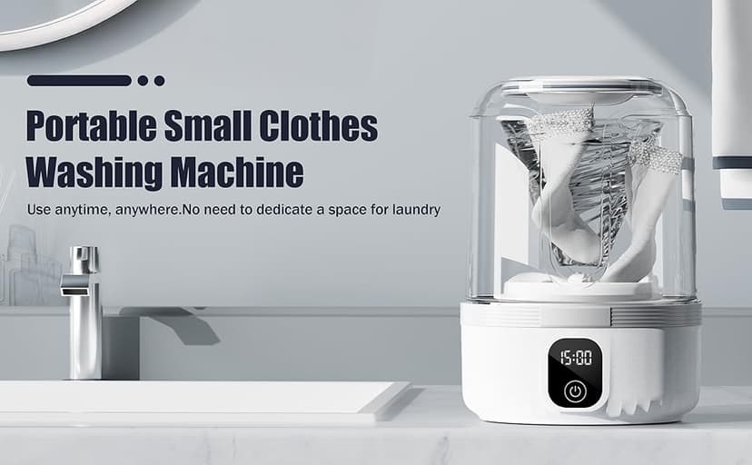 Underwear Washing Machine, Upgrade 1.5L Mini Portable Washing Machine Rechargeable Underwear Washer Deep Cleans Small Clothes for Apartment, Dorm, RV, Travel & Hotel Use