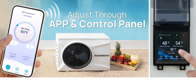 AQUASTRONG Inverter Swimming Pool Heat Pump,Pool Heater for Above Ground and Inground Pool Heating and Cooling Pool Heater, Smart WiFi Control Pools Up to, 9000 Gallons