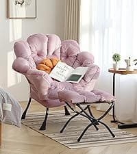 Lazy Chair with Ottoman, Modern Accent Chair with Lumbar Pillow, Dark Grey Sofa, Armchairs with Folding Footrest, Oversized Supportive Chairs for Bedroom, Reading